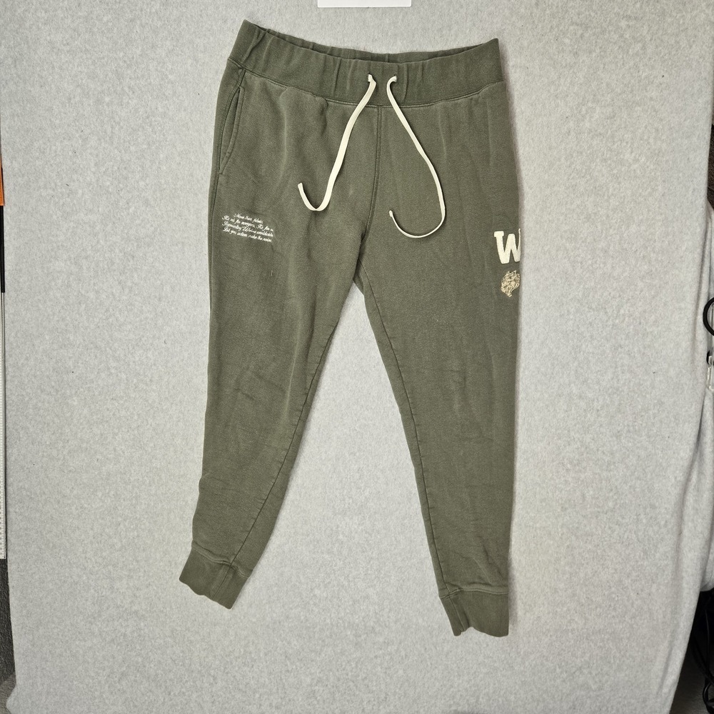 Darc Sport Men Pants L Green Embroidered Jogger Text Wolf BUSHIDO CODE